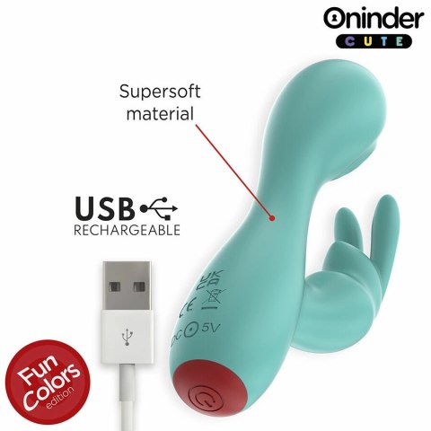 ONINDER Cute Love Bunny - zaawansowana maszyna intymna, turkusowa, 12,5 cm