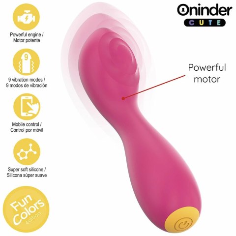 Oninder Cute Master - Wibrująca maszyna intymna G z aplikacją, rożowo-żołta 12,5 cm
