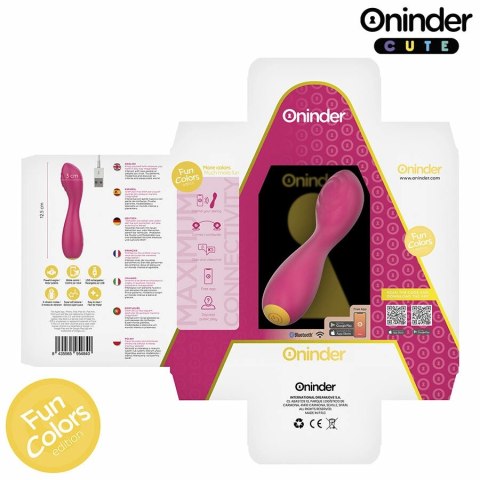 Oninder Cute Master - Wibrująca maszyna intymna G z aplikacją, rożowo-żołta 12,5 cm