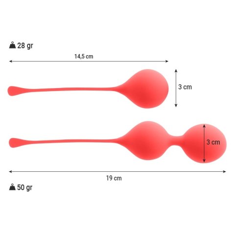 Intense Kendall Red - Zestaw Piłek do Ćwiczeń Kegla, silikon, 28 g i 50 g
