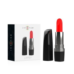 Intense Lippsy Black - Mini urządzenie wibracyjne w formie szminki IPX4