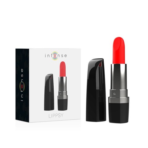 Intense Lippsy Black - Mini urządzenie wibracyjne w formie szminki IPX4