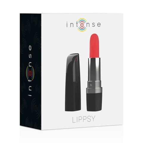 Intense Lippsy Black - Mini urządzenie wibracyjne w formie szminki IPX4