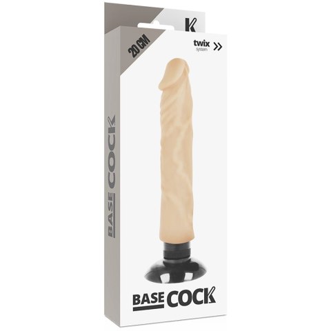 BASECOCK Wibrator 2w1 Flesh 20 cm × 4 cm, elastyczny TPE, przyssawka