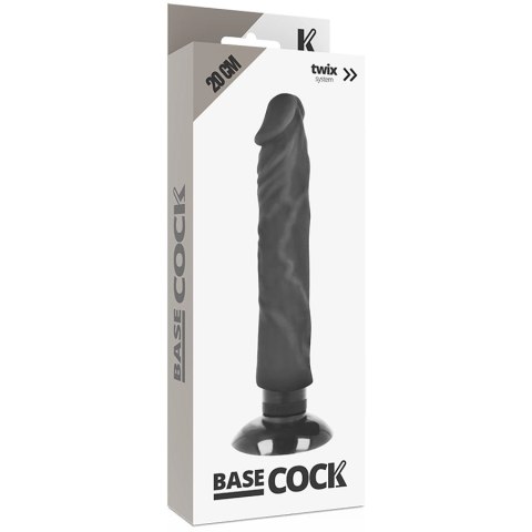 BASECOCK Wibrator Czarny 2w1 Anatomiczny 20 cm TPE z Przyssawką