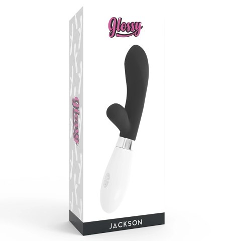 Glossy Jackson Czarny - silikonowy masażer krolik, 10 trybow, 12 cm