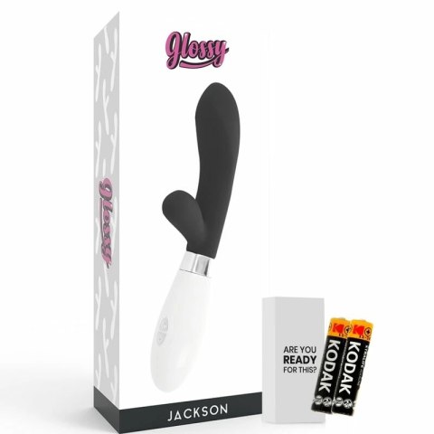 Glossy Jackson Czarny - silikonowy masażer krolik, 10 trybow, 12 cm