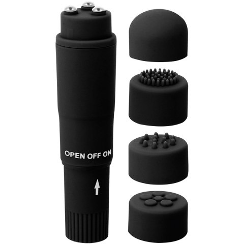 Glossy Kurt Mini Masażer Czarny 4 Końcowki ABS Wodoodporny 10,7cm