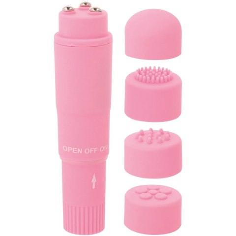 Glossy Kurt Mini Masażer Kieszonkowy Rożowy 4 Głowice ABS 10,7cm