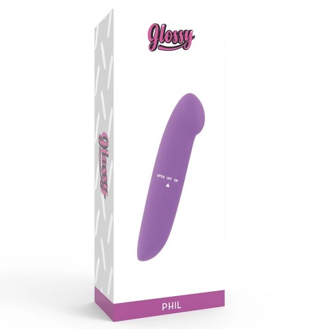 Glossy Phil fioletowy - kompaktowy masażer wodoodporny 13 cm ABS