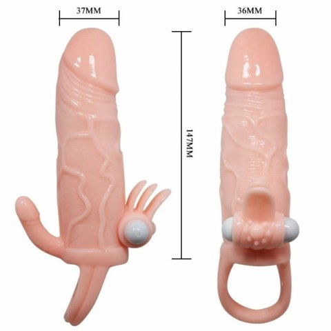 Baile Brave Man - Nakładka intymna z wibracją i podwojnym stymulatorem 16,5 cm