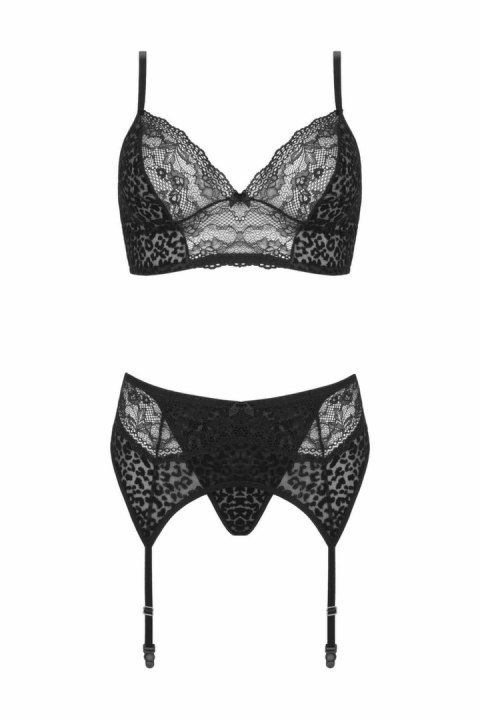 Abierta Fina Sanne zestaw 3-częściowy czarny animal print S/M