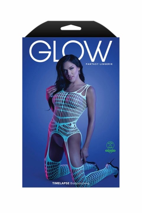 Fantasy Lingerie Timelapse Bodystocking biel-niebieski efekt świecenia