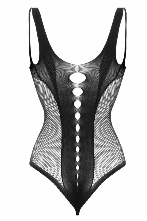 Passion Body Leana Black - elastyczne body z otwartym krokiem