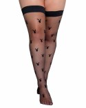 Playboy Lingerie Bunny Noir pończochy z logo, czarne, rozmiar uniwersalny
