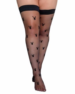 Playboy Lingerie Bunny Noir pończochy z logo, czarne, rozmiar uniwersalny
