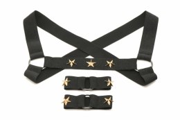 XR Brands Chest Harness z opaskami na ramiona, czarny, uniwersalny