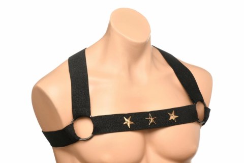 XR Brands Chest Harness z opaskami na ramiona, czarny, uniwersalny