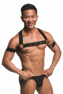 XR Brands Chest Harness z opaskami na ramiona, czarny, uniwersalny