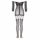 Rosa Bodystocking Obsessive Czarny z Siateczką i Szelkami XS-XL