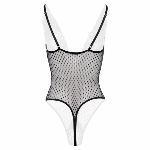 Sensual Dewi Body czarne z otwartym krojem, koronkowe, polka dot