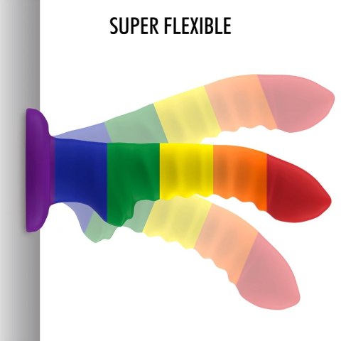 Mythology Colby Pride M - silikonowy model anatomiczny z przyssawką, tęczowy