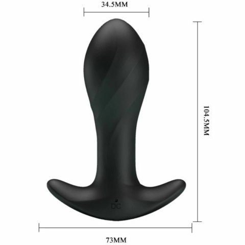 Pretty Love Anal Plug Czarny Silikonowy 12 Trybow Wibracji USB