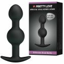 Pretty Love kulki silikonowe analne z uchwytem 10,3 cm czarne