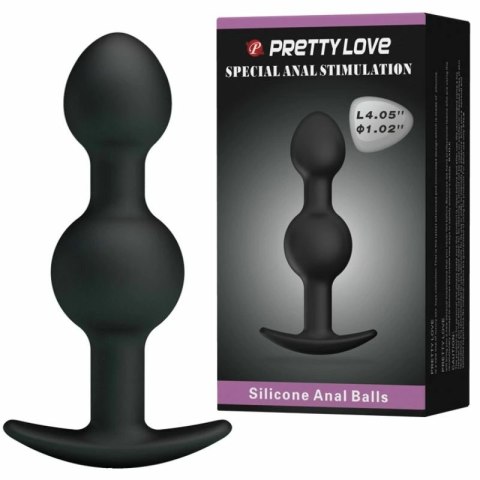 Pretty Love kulki silikonowe analne z uchwytem 10,3 cm czarne