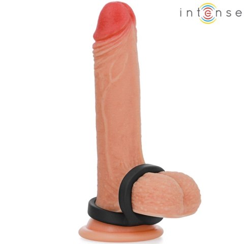 Intense Bobby podwojny silikonowy pierścień anatomiczny czarny 8 cm