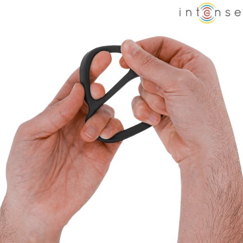 Intense Bobby podwojny silikonowy pierścień anatomiczny czarny 8 cm
