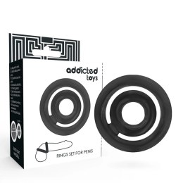Addicted Toys Potenz C-Ring czarny - podwojny pierścień silikonowy