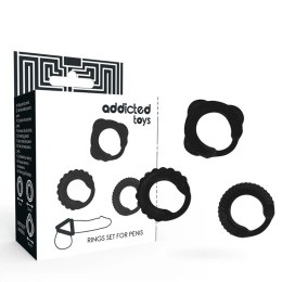 Addicted Toys Zestaw 3 Anatomicznych Pierścieni Czarny - Silikonowy