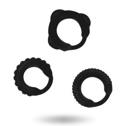 Addicted Toys Zestaw 3 Anatomicznych Pierścieni Czarny - Silikonowy