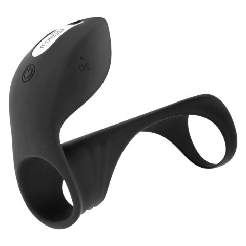 Moressa Brandon - Wibrujący pierścień intymny z ergonomiczną osłoną, czarny