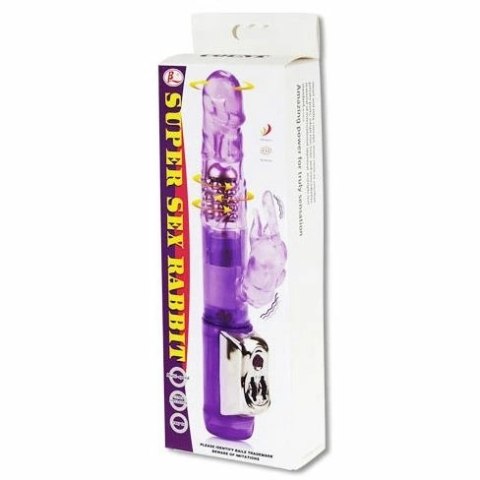 Baile Super Sex Rabbit - wibrator rotacyjny z systemem podwojnych koralikow 23 cm