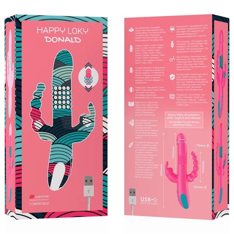 Happy Loky Donald WatchMe - Wielofunkcyjny model do potrojnej stymulacji, fioletowy