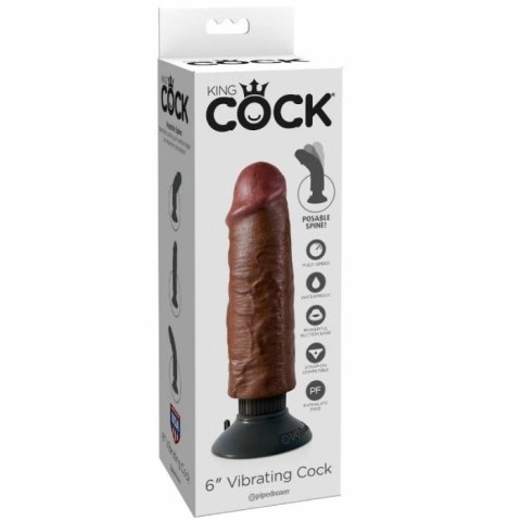 King Cock Model Wibrujący 15,24 cm Brązowy - elastyczny system przyssawek