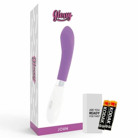 Glossy John - Fioletowy wibrator silikonowy, 10 trybow, 12 cm