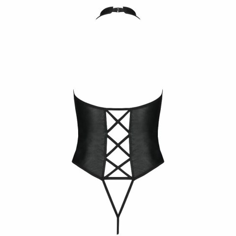 Passion Nancy Body eko-skora S/M czarne głęboki dekolt