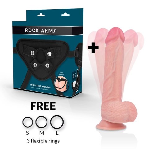 RockArmy Hawk 22 cm - Zestaw uprząż z rotatorem i wibratorem, silikon
