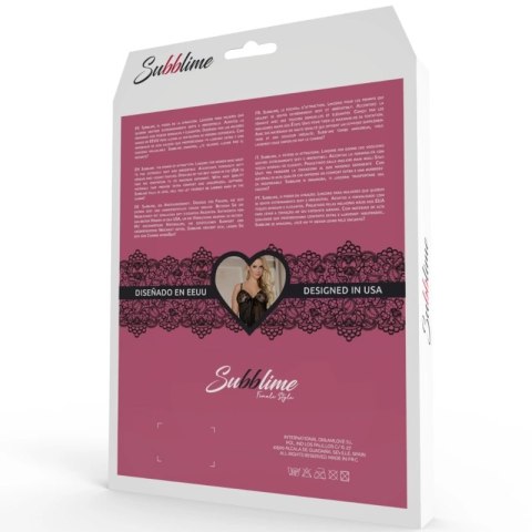 Subblime Babydoll fioletowy S/M z połyskującymi detalami i stringami