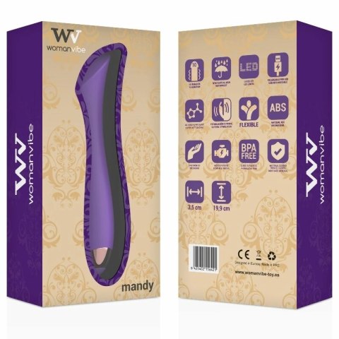 Womanvibe Mandy K - Wibrujący model silikonowy, 10 trybow, ładowany USB