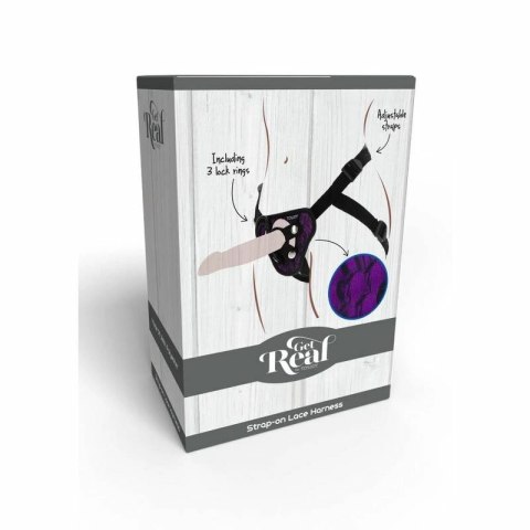 Get Real Harness Violet - Koronkowa uprząż z regulacją i 3 pierścieniami