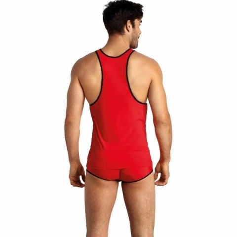 ANAIS MEN SOUL Top S czerwony, miękka mikrofibra, czarne wykończenie