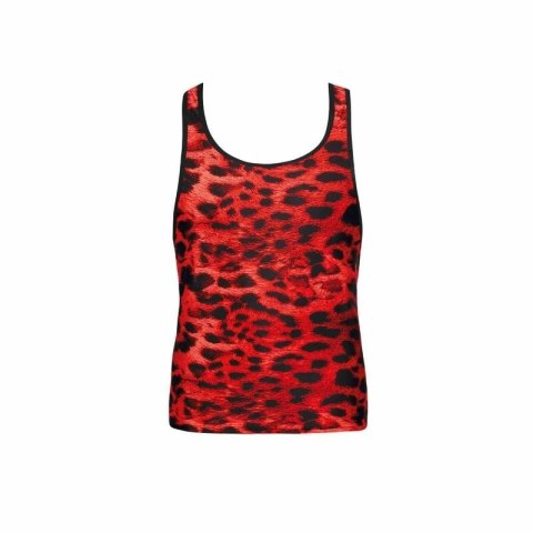 Anais Men Savage Top M czerwony bezrękawnik animal print