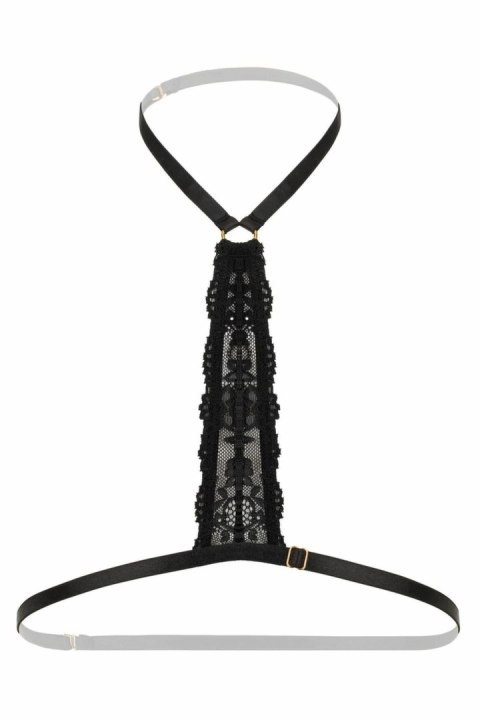 Evening Kiss Harness Bralette Strappy Black z koronką i złotymi detalami