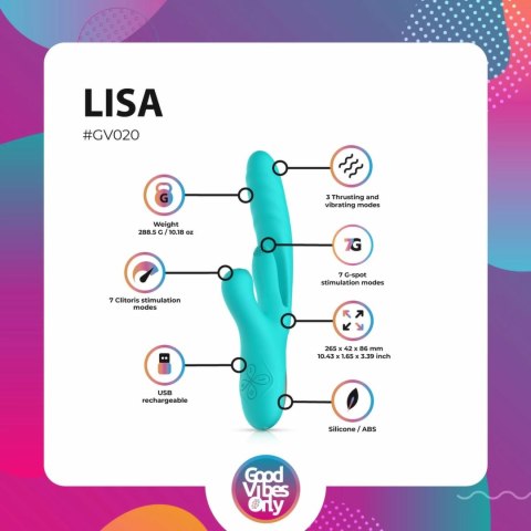 Good Vibes Only Lisa - wielofunkcyjny masażer z systemem pulsacyjnym i stymulatorem punktu G
