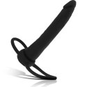 MYTHOLOGY COBI-ONYX silikonowy pas intymny z pierścieniami, czarny 13 cm