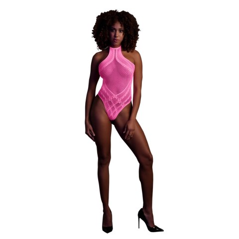 Ouch! Body Neon z dekoltem V, halterneck, UV aktywacja XS/L